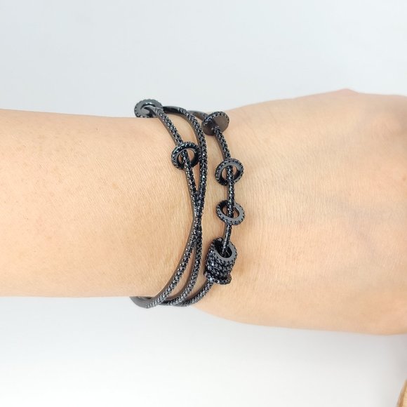 NEW Pave CZ Open Cuff Bangle Bracelet - Picture 6 of 12